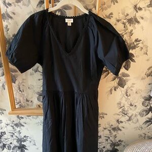 J crew black cotton midi dress